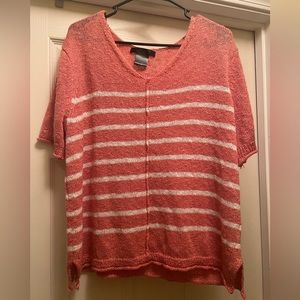 Coral and white striped blouse!
